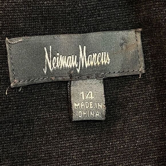 Neiman Marcus Charcoal Gray Long Sleeve Criss Cross Detail Shift Dress Sz 14 - Picture 7 of 11